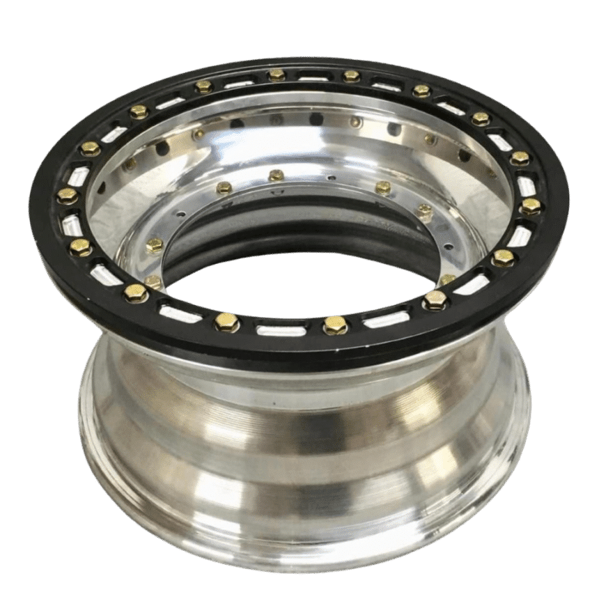 POLISHED 8" BY 15" 5 OFF SPRINT FRONT WHEEL WITH OUTER BEAD LOCK
