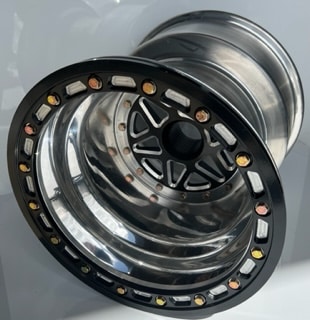POLISHED 15" BY 15" 7 OFF SPRINT OUTER BEAD LOCK LEFT REAR